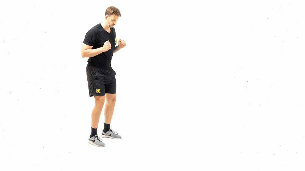 DE PIE-SIN MATERIAL-CARDIO-POSICION FLEXIONES CON ESCALADA MANOS Y PIES TIJERAS