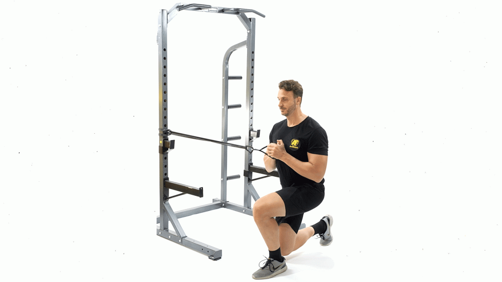 BANDA RESISTENCIA-RACK-ABDOMEN-PIERNAS-PRESS PALLOFF EN ZANCADA ISOMETRICA